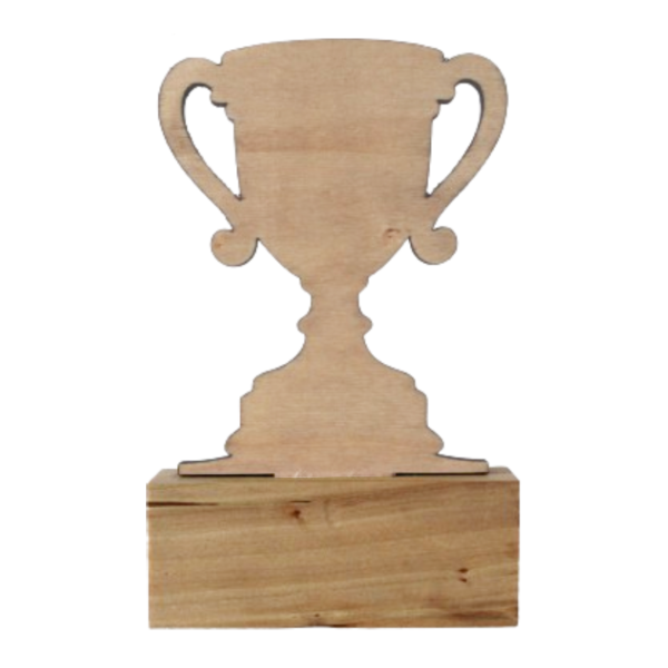 Trophée en bois en forme de coupe - vue arrière