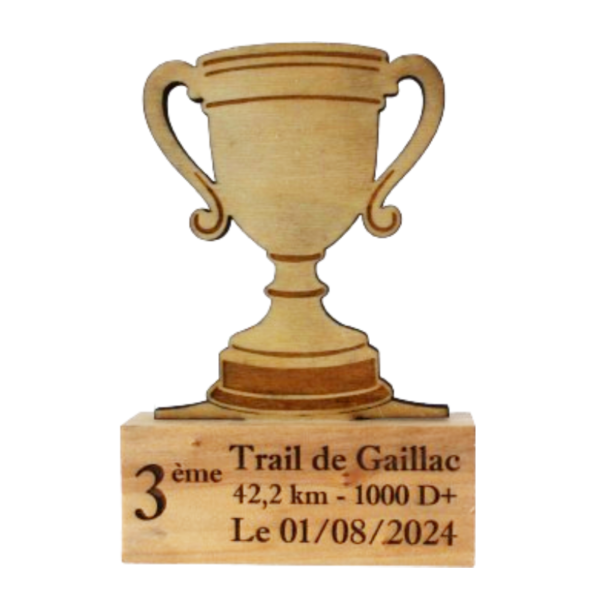 Trophée en bois en forme de coupe - 3ème