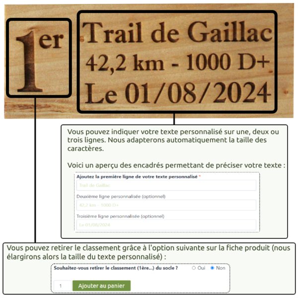 Personnalisation du trophée bois
