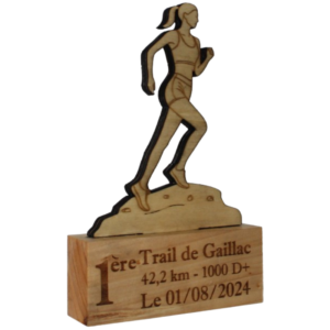 Trophée en bois de course à pied - femme