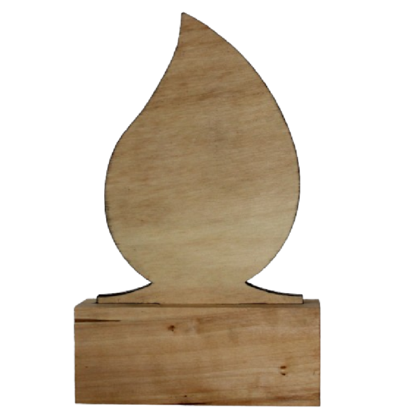 Trophée en bois en forme de goutte - vue arrière