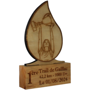 Trophée en bois en forme de goutte - 1er - biais - femme