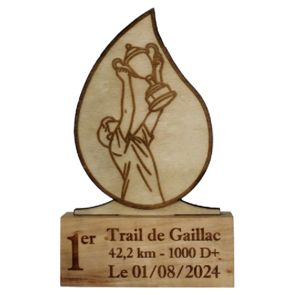 Trophée en bois en forme de goutte - 1er - homme