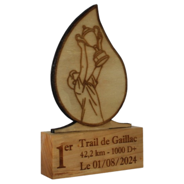 Trophée en bois en forme de goutte - 1er - biais - homme
