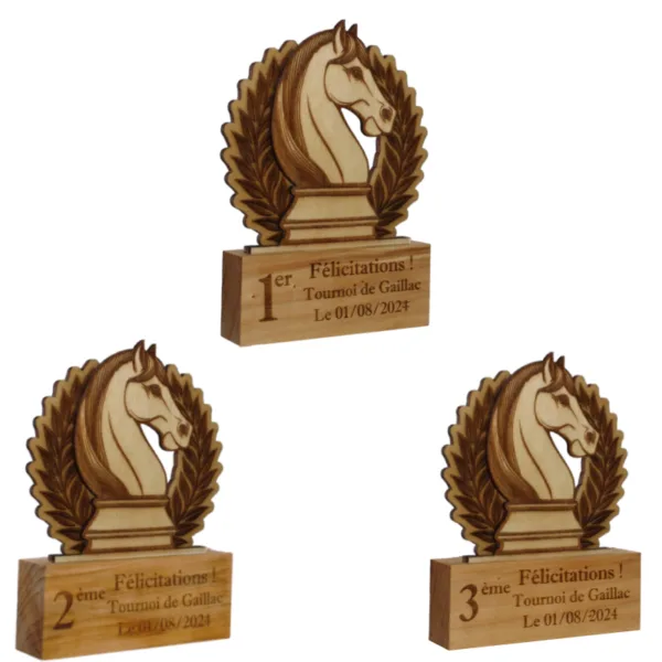 Trophéesd'échecs en bois - vue de travers
