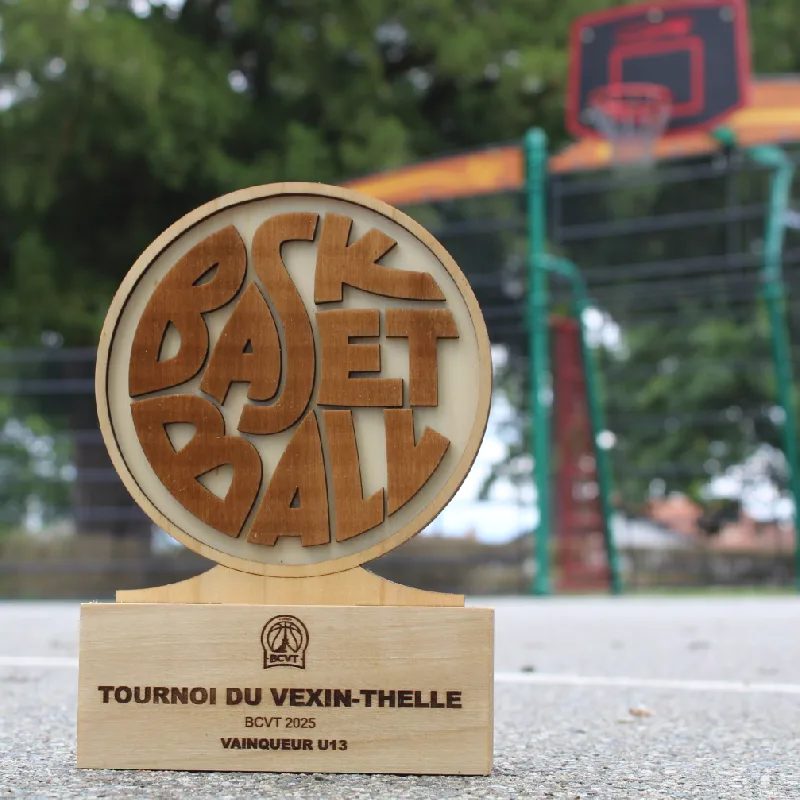 Trophée en bois basket pour BCVT