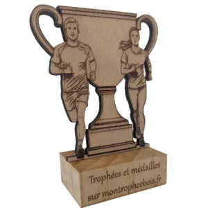 Mini-trophée bois de course à pied - mixte - travers