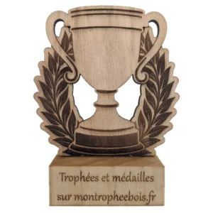 Mini-trophée bois pour toutes disciplines - coupe et laurier