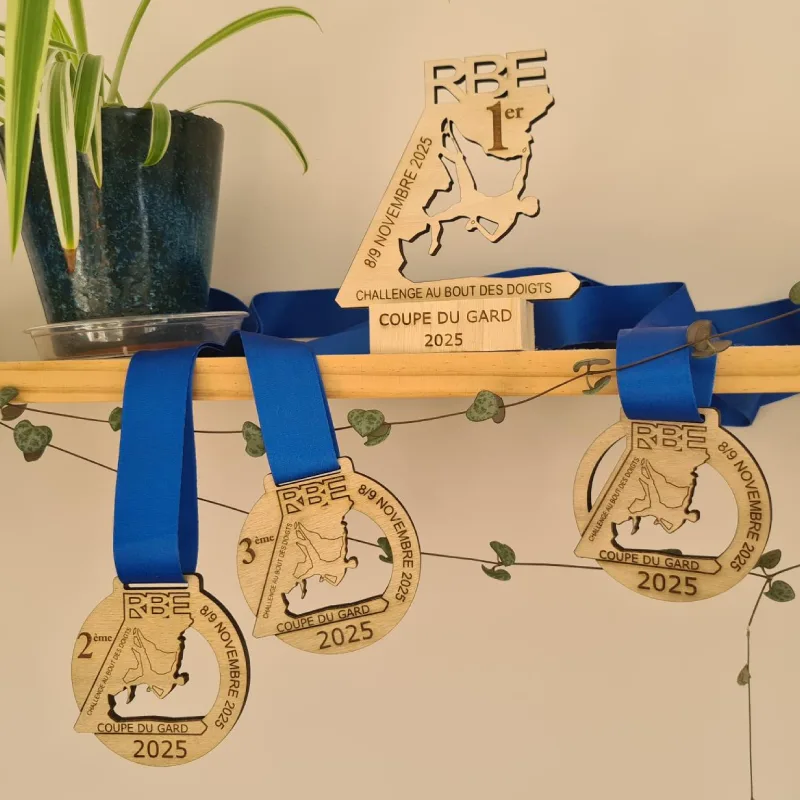 Mini-trophée et médailles d'escalade