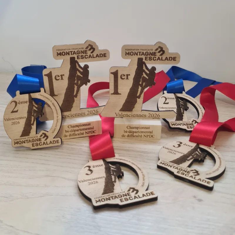 Trophées et médailles d'escalade de difficulté