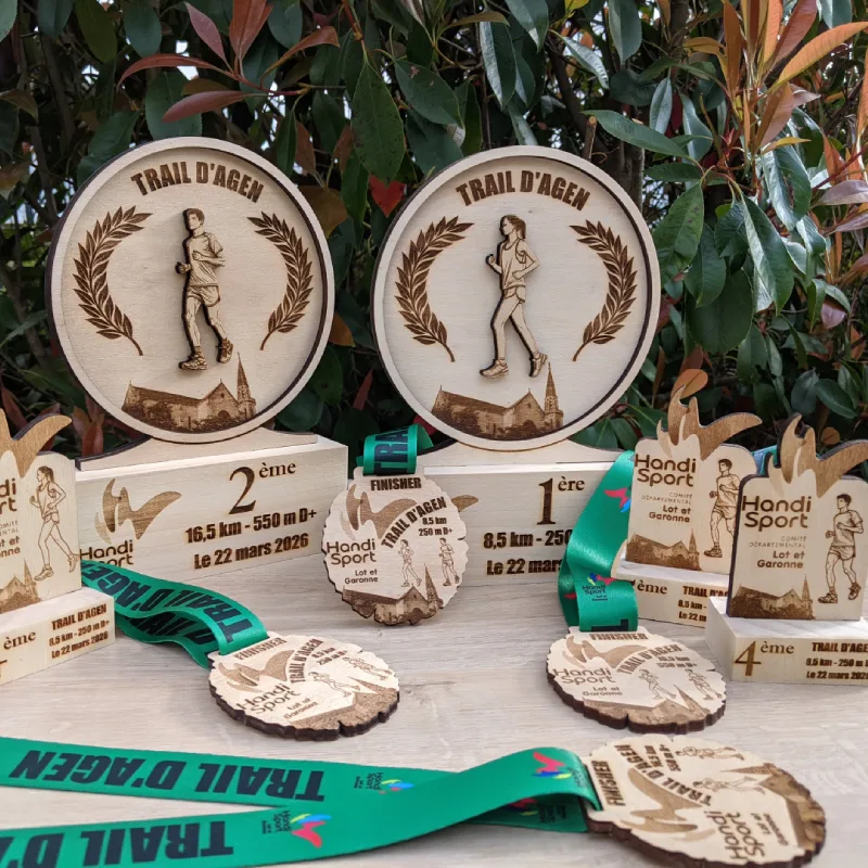 Trophées et médailles du Trail d'Agen