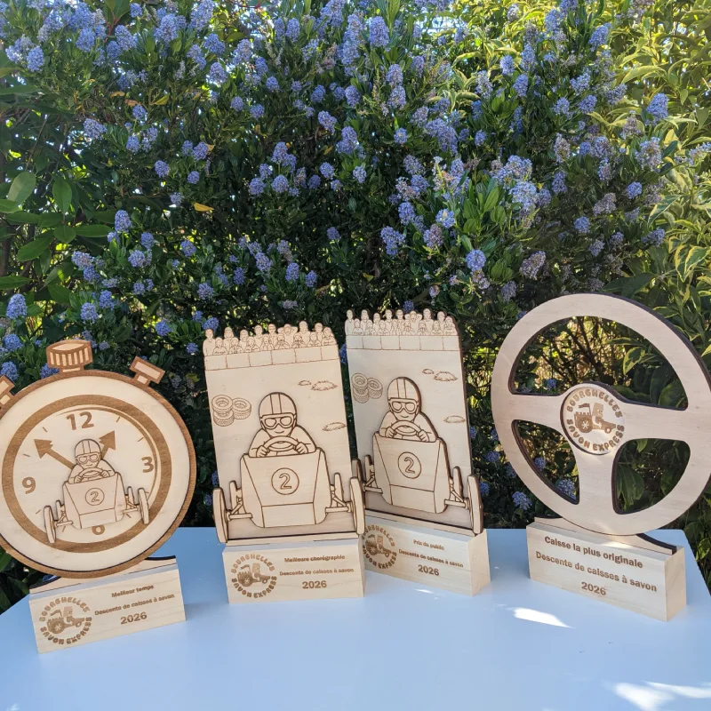 Trophée bois de course à savon